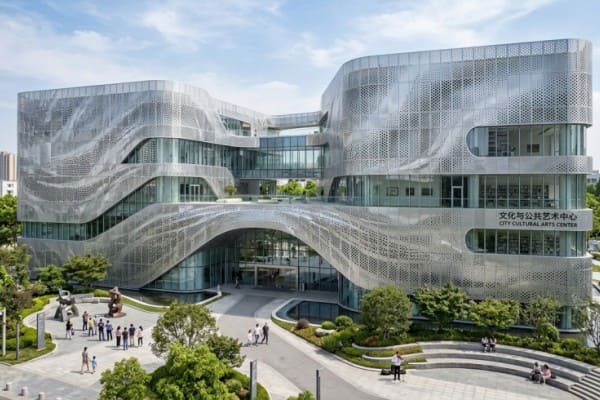 Cultural institution with artistic perforated facade