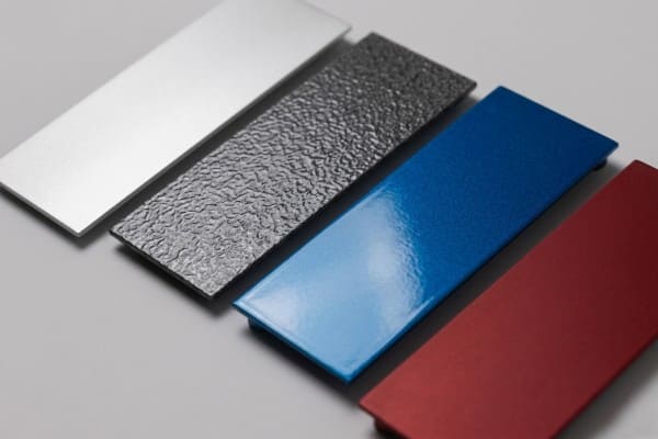 Polyester powder coating finish on aluminum panel