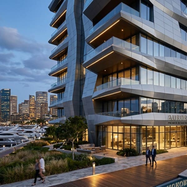 Premium commercial real estate development with custom metal facade