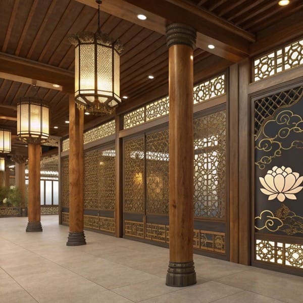 Temple decorative aluminum panels
