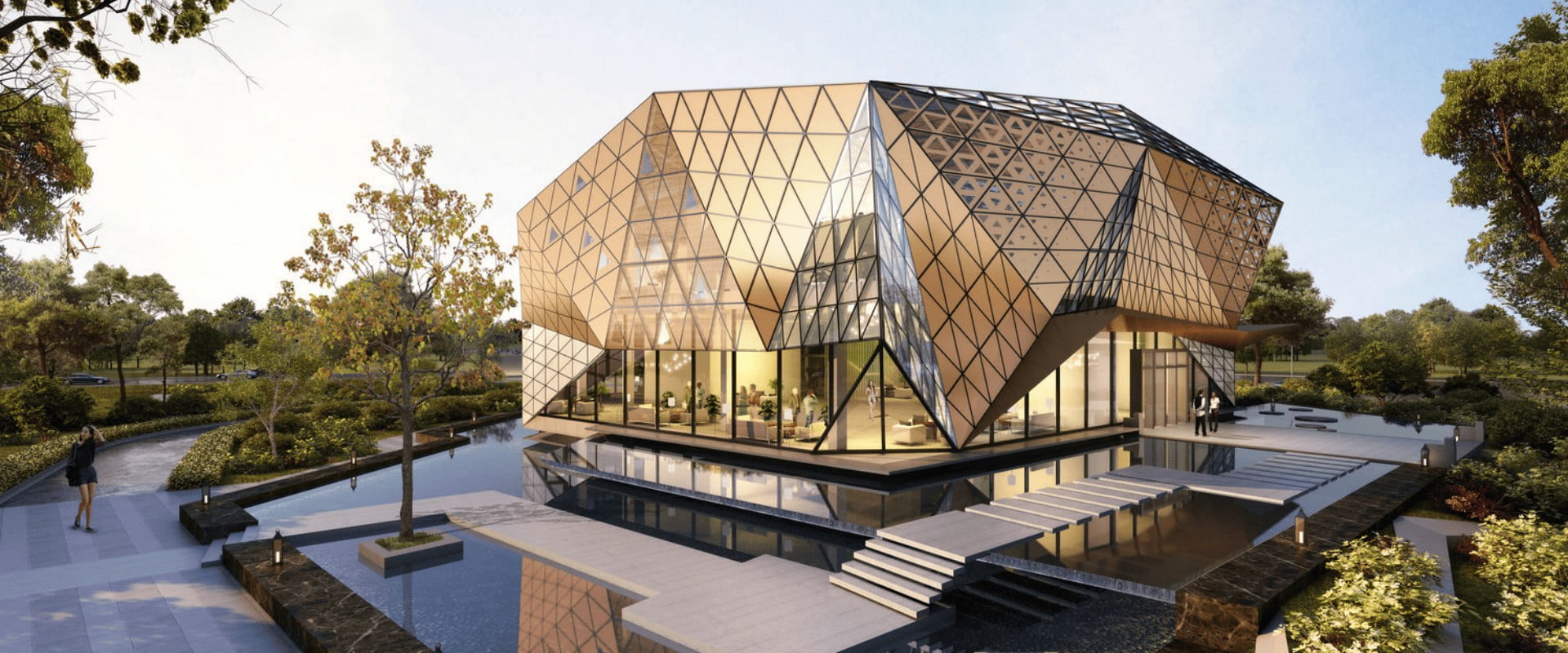Custom architectural metal panels on modern building facade