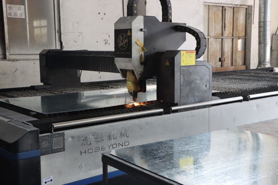CNC machining workshop with precision cutting equipment